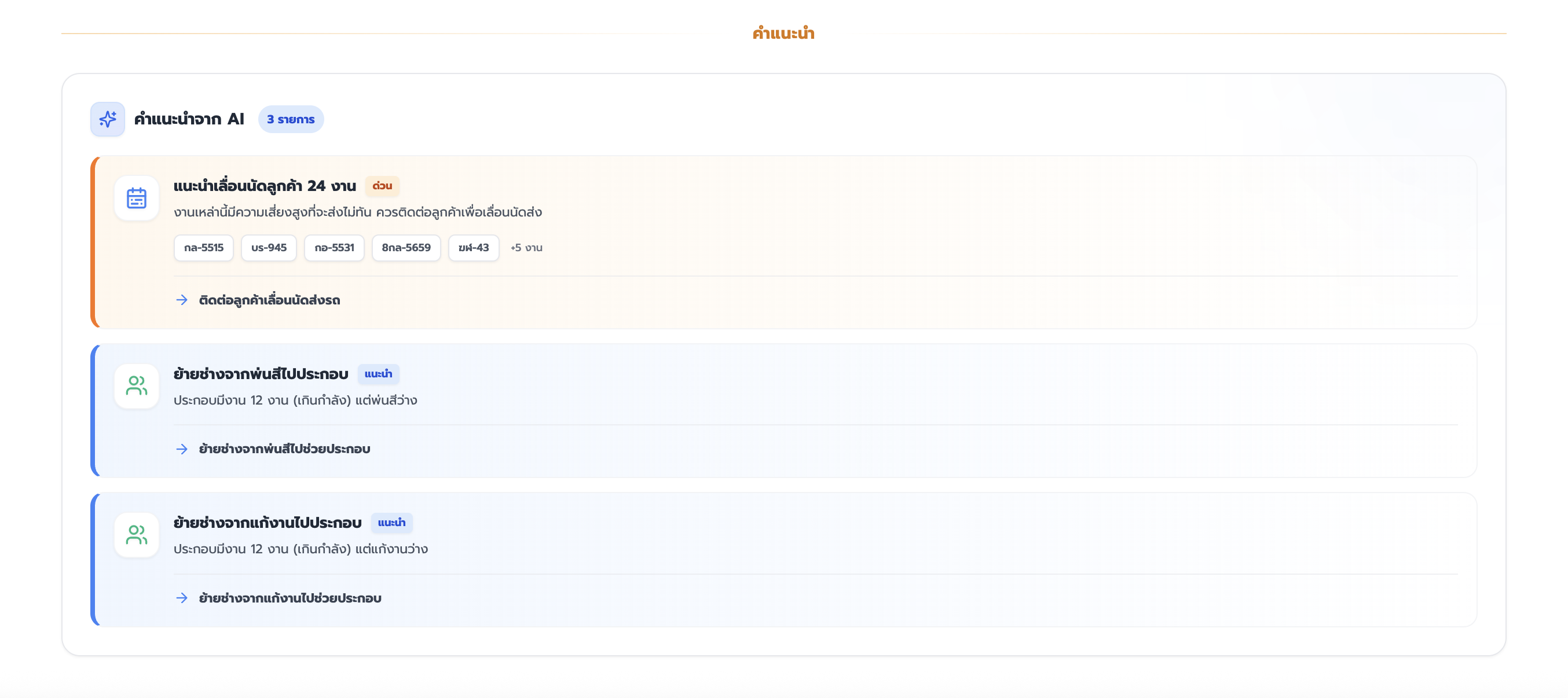 คำแนะนำจาก AI